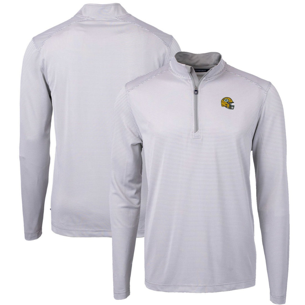Cutter & Buck Big & Tall Virtue Eco Pique Micro Stripe Tri-Blend Quarter-Zip Jacket - Green Bay Packers Jackets