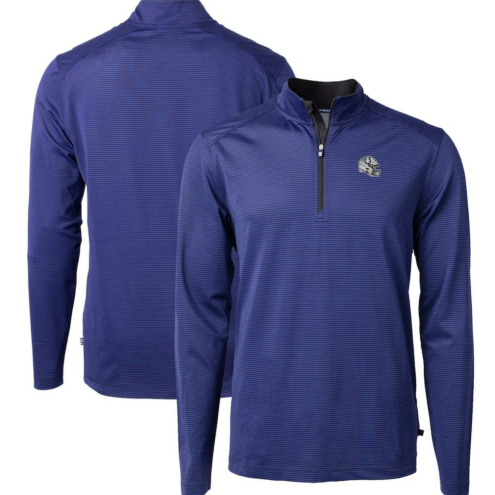 Cutter & Buck Big & Tall Virtue Eco Pique Micro Stripe Tri-Blend Quarter-Zip Jacket - Indianapolis Colts Jackets