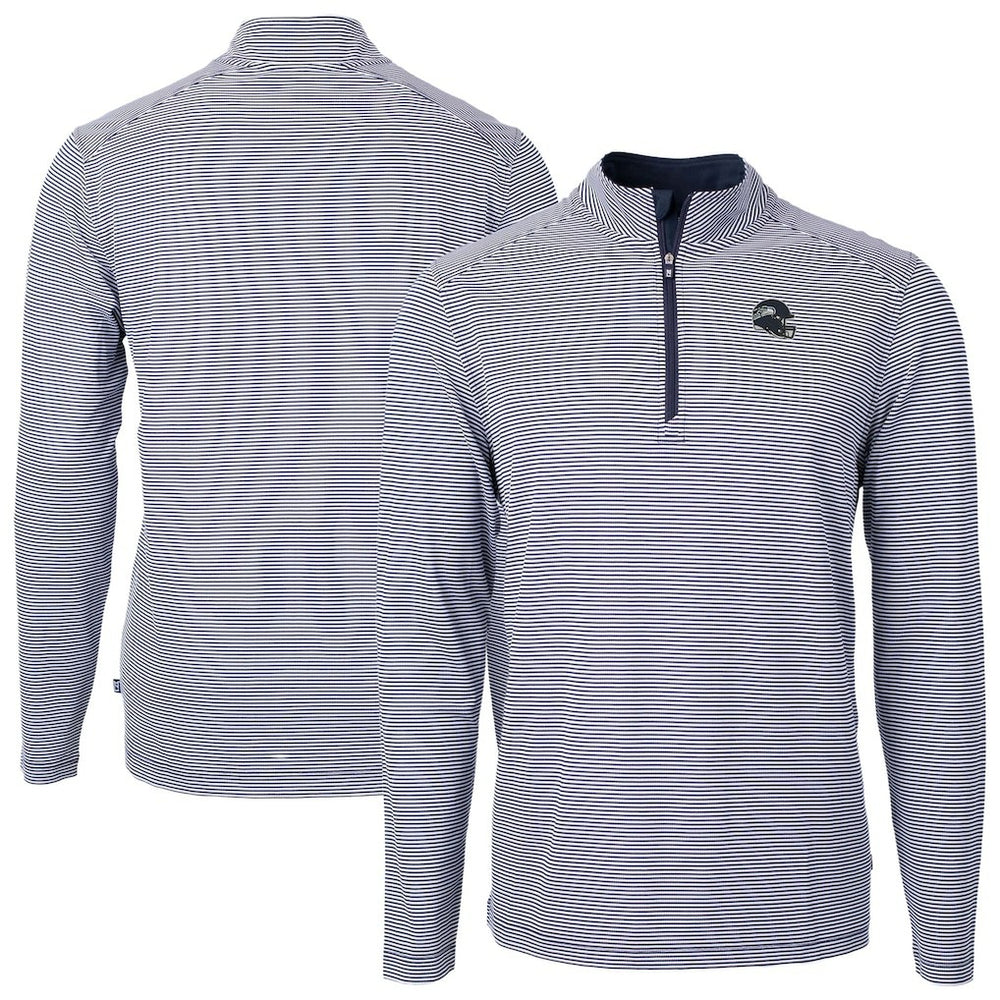 Cutter & Buck Big & Tall Virtue Eco Pique Micro Stripe Tri-Blend Quarter-Zip Jacket - Seattle Seahawks Jackets