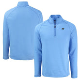 Cutter & Buck Peshastin Eco Fleece Tri-Blend Raglan Recycled Quarter-Zip Jacket - Carolina Panthers Jackets