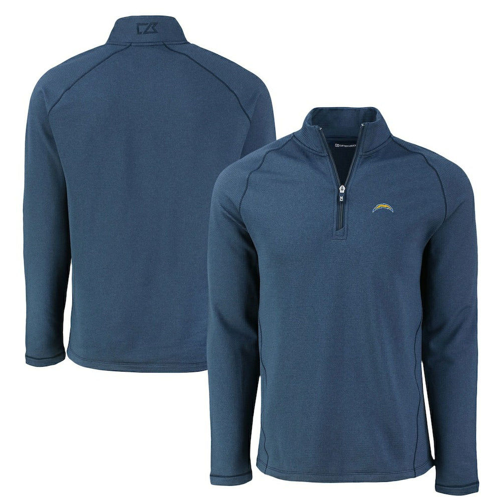 Cutter & Buck Peshastin Eco Fleece Tri-Blend Raglan Recycled Quarter-Zip Jacket - Los Angeles Chargers Jackets