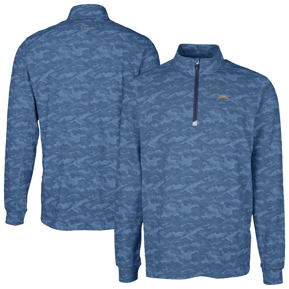Cutter & Buck Big & Tall Traverse Eco Camo Tri-Blend DryTec Quarter-Zip Jacket - Los Angeles Chargers Jackets