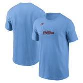 Light Blue Philadelphia Phillies Nike Cooperstown Collection Wordmark T-Shirt