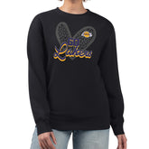 Los Angeles Lakers G-III 4Her by Carl Banks Women's Leopard Heart Fleece Pullover Sweatshirt
