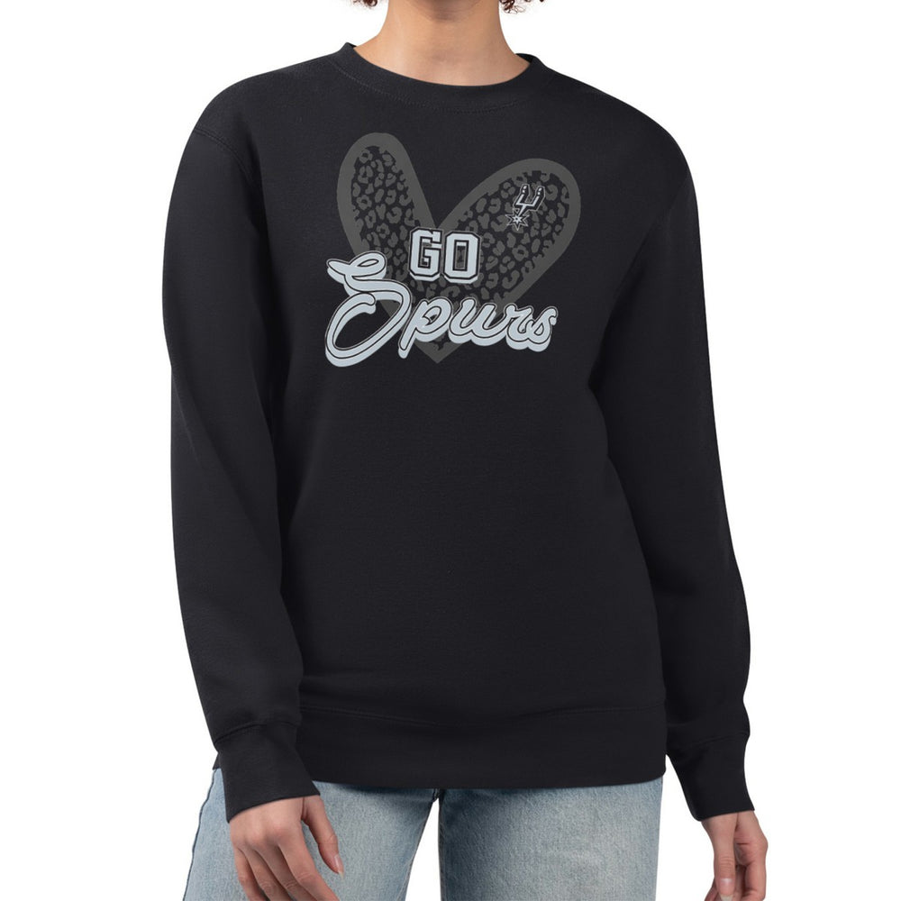 San Antonio Spurs G-III 4Her by Carl Banks Women's Leopard Heart Fleece Pullover Sweatshirt