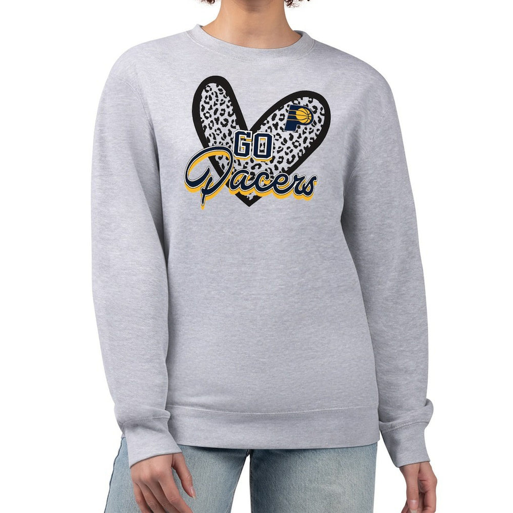 Indiana Pacers G-III 4Her by Carl Banks Women's Leopard Heart Fleece Pullover Sweatshirt