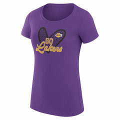 Los Angeles Lakers G-III 4Her by Carl Banks Women's Super-Slim Fit Lightweight Leopard Heart T-Shirt