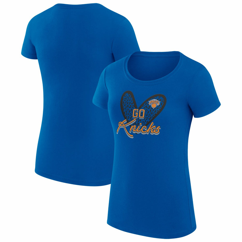 New York Knicks G-III 4Her by Carl Banks Women's Super-Slim Fit Lightweight Leopard Heart T-Shirt