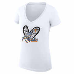New York Knicks G-III 4Her by Carl Banks Women's Super-Slim Fit Lightweight Leopard Heart V-Neck T-Shirt