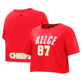 Travis Kelce Pro Standard Women's Player Name & Number Cropped Boxy T-Shirt - Kansas City Chiefs T-shirts