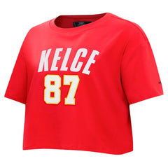 Travis Kelce Pro Standard Women's Player Name & Number Cropped Boxy T-Shirt - Kansas City Chiefs T-shirts