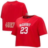 Christian McCaffrey Pro Standard Women's Player Name & Number Cropped Boxy T-Shirt - San Francisco 49ers T-shirts