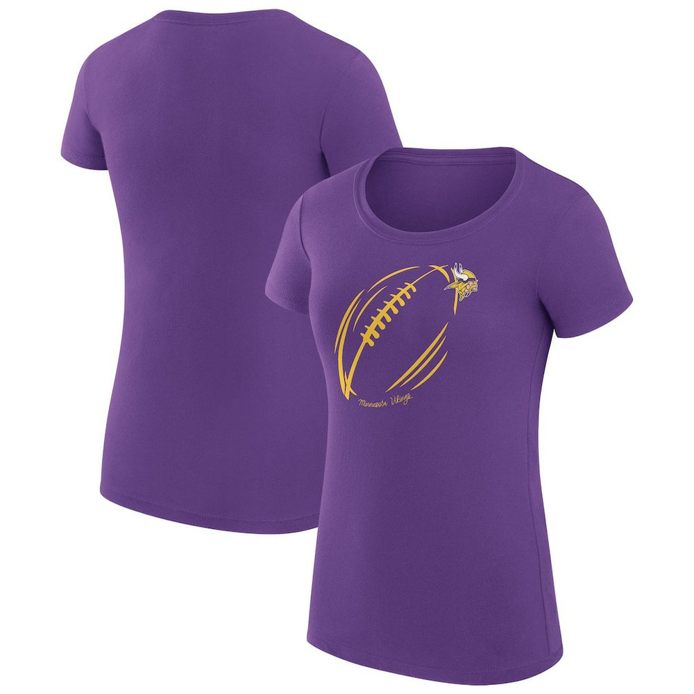 G-III 4Her by Carl Banks Women's Super-Slim Fit Lightweight Subtle Football T-Shirt - Minnesota Vikings T-shirts