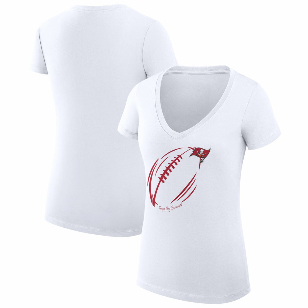G-III 4Her by Carl Banks Women's Super-Slim Fit Lightweight Subtle Football V-Neck T-Shirt - Tampa Bay Buccaneers T-shirts