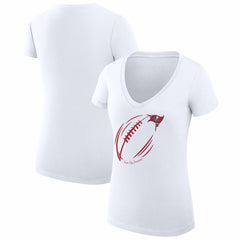 G-III 4Her by Carl Banks Women's Super-Slim Fit Lightweight Subtle Football V-Neck T-Shirt - Tampa Bay Buccaneers T-shirts