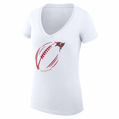G-III 4Her by Carl Banks Women's Super-Slim Fit Lightweight Subtle Football V-Neck T-Shirt - Tampa Bay Buccaneers T-shirts
