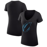 G-III 4Her by Carl Banks Women's Super-Slim Fit Lightweight Subtle Football V-Neck T-Shirt - Carolina Panthers T-shirts