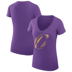 G-III 4Her by Carl Banks Women's Super-Slim Fit Lightweight Subtle Football V-Neck T-Shirt - Minnesota Vikings T-shirts