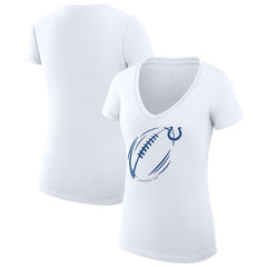 G-III 4Her by Carl Banks Women's Super-Slim Fit Lightweight Subtle Football V-Neck T-Shirt - Indianapolis Colts T-shirts