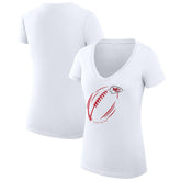 G-III 4Her by Carl Banks Women's Super-Slim Fit Lightweight Subtle Football V-Neck T-Shirt - Kansas City Chiefs T-shirts