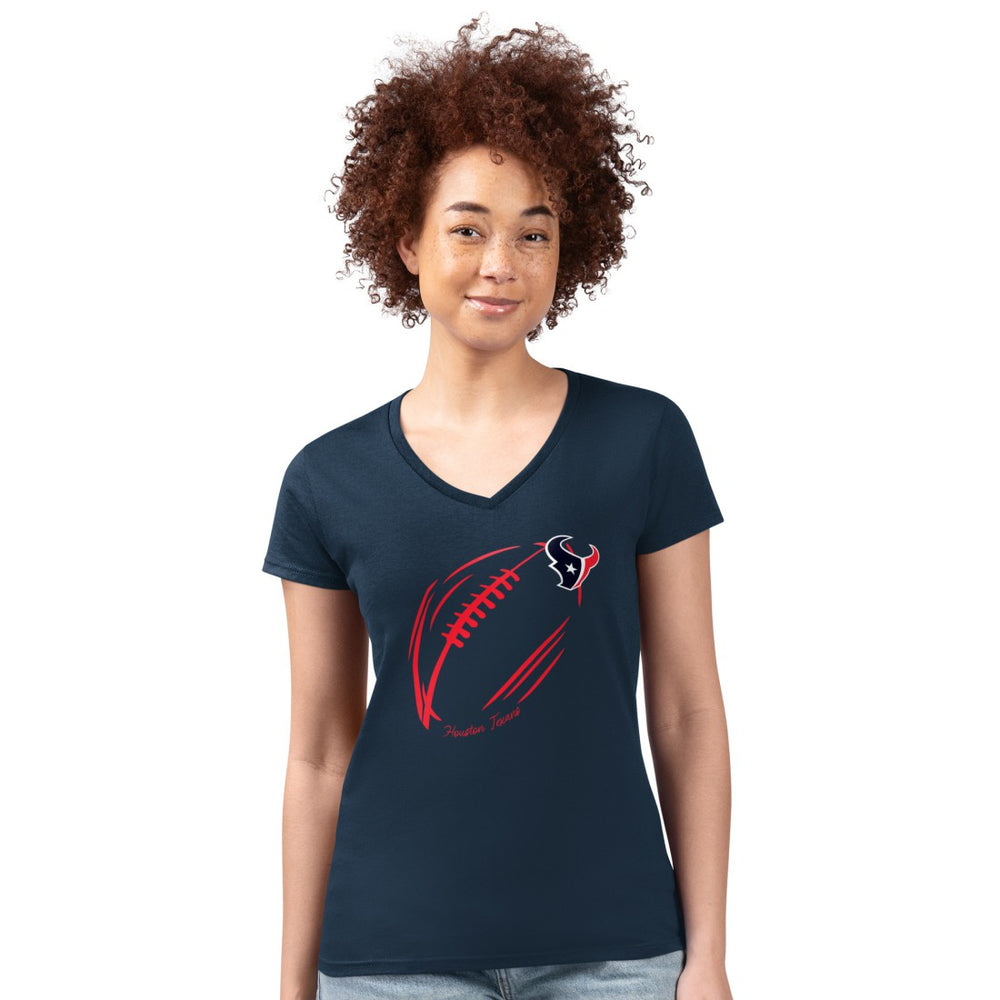 G-III 4Her by Carl Banks Women's Super-Slim Fit Lightweight Subtle Football V-Neck T-Shirt - Houston Texans T-shirts