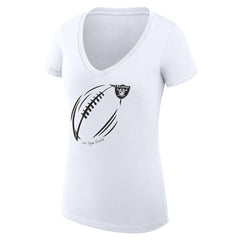 G-III 4Her by Carl Banks Women's Super-Slim Fit Lightweight Subtle Football V-Neck T-Shirt - Las Vegas Raiders T-shirts