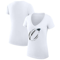 G-III 4Her by Carl Banks Women's Super-Slim Fit Lightweight Subtle Football V-Neck T-Shirt - Carolina Panthers T-shirts