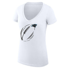 G-III 4Her by Carl Banks Women's Super-Slim Fit Lightweight Subtle Football V-Neck T-Shirt - Carolina Panthers T-shirts