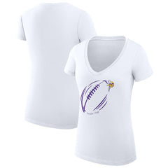 G-III 4Her by Carl Banks Women's Super-Slim Fit Lightweight Subtle Football V-Neck T-Shirt - Minnesota Vikings T-shirts