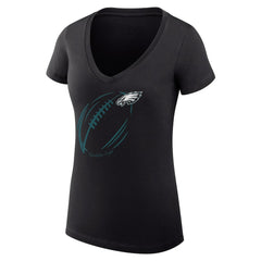G-III 4Her by Carl Banks Women's Super-Slim Fit Lightweight Subtle Football V-Neck T-Shirt - Philadelphia Eagles T-shirts