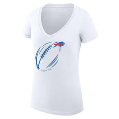 G-III 4Her by Carl Banks Women's Super-Slim Fit Lightweight Subtle Football V-Neck T-Shirt - Buffalo Bills T-shirts
