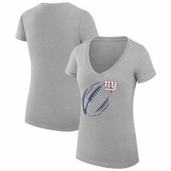 G-III 4Her by Carl Banks Women's Super-Slim Fit Lightweight Subtle Football V-Neck T-Shirt - New York Giants T-shirts