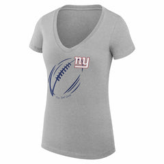G-III 4Her by Carl Banks Women's Super-Slim Fit Lightweight Subtle Football V-Neck T-Shirt - New York Giants T-shirts