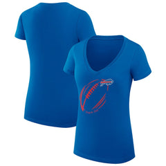 G-III 4Her by Carl Banks Women's Super-Slim Fit Lightweight Subtle Football V-Neck T-Shirt - Buffalo Bills T-shirts