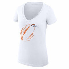 G-III 4Her by Carl Banks Women's Super-Slim Fit Lightweight Subtle Football V-Neck T-Shirt - Denver Broncos T-shirts