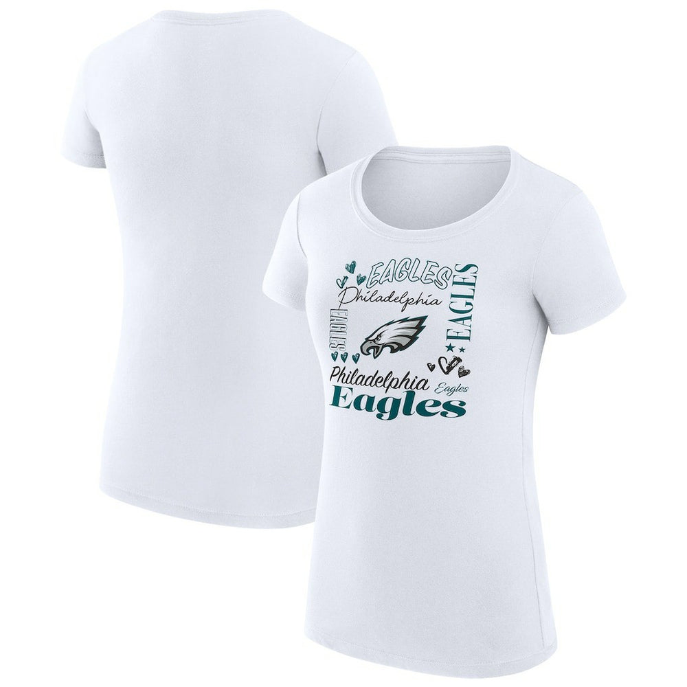 G-III 4Her by Carl Banks Women's Super-Slim Fit Lightweight Collage Team T-Shirt - Philadelphia Eagles T-shirts