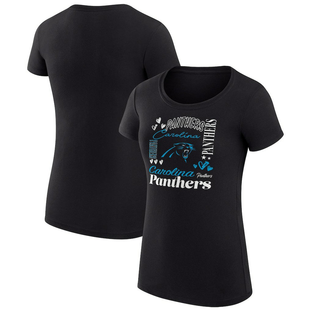 G-III 4Her by Carl Banks Women's Super-Slim Fit Lightweight Collage Team T-Shirt - Carolina Panthers T-shirts