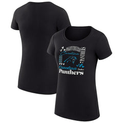 G-III 4Her by Carl Banks Women's Super-Slim Fit Lightweight Collage Team T-Shirt - Carolina Panthers T-shirts