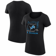 G-III 4Her by Carl Banks Women's Super-Slim Fit Lightweight Collage Team T-Shirt - Detroit Lions T-shirts