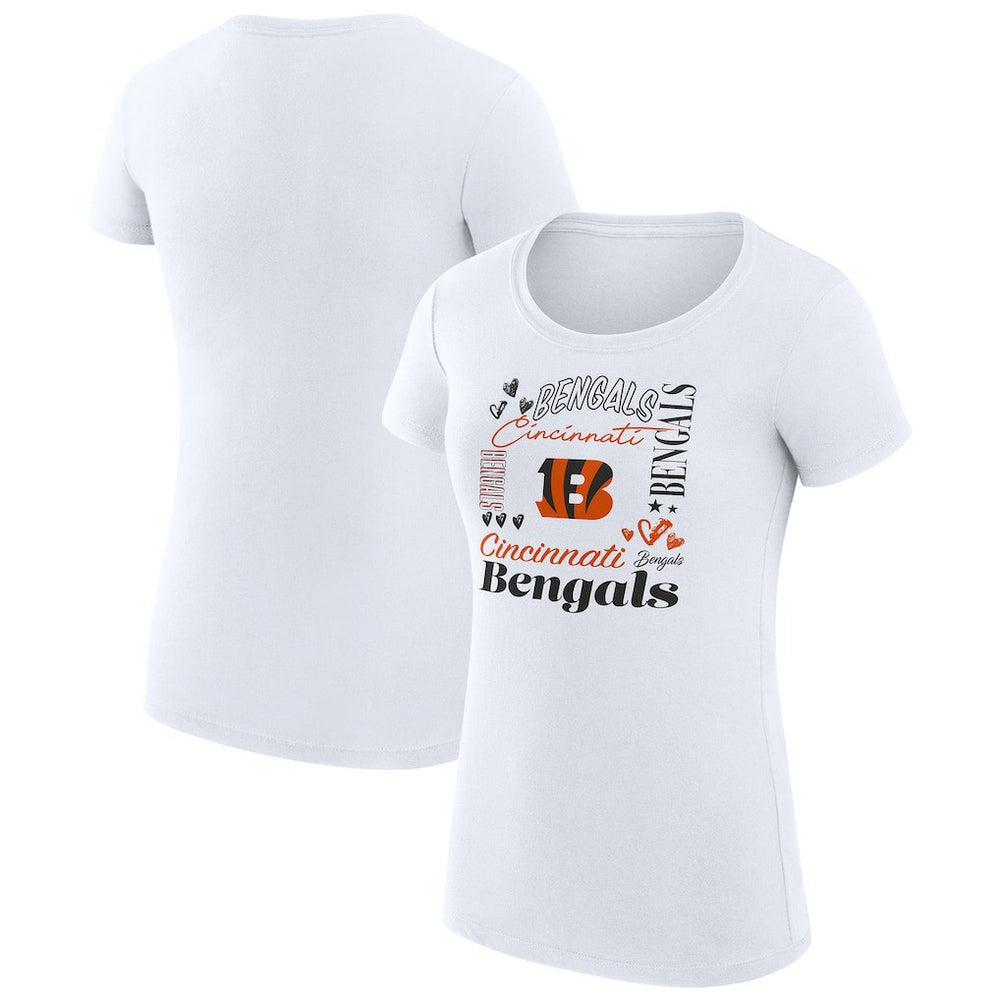 G-III 4Her by Carl Banks Women's Super-Slim Fit Lightweight Collage Team T-Shirt - Cincinnati Bengals T-shirts