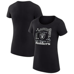 G-III 4Her by Carl Banks Women's Super-Slim Fit Lightweight Collage Team T-Shirt - Las Vegas Raiders T-shirts