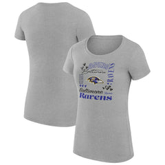 G-III 4Her by Carl Banks Women's Super-Slim Fit Lightweight Collage Team T-Shirt - Baltimore Ravens T-shirts