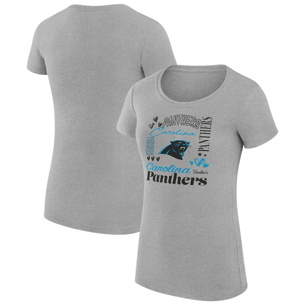 G-III 4Her by Carl Banks Women's Super-Slim Fit Lightweight Collage Team T-Shirt - Carolina Panthers T-shirts