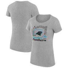 G-III 4Her by Carl Banks Women's Super-Slim Fit Lightweight Collage Team T-Shirt - Carolina Panthers T-shirts