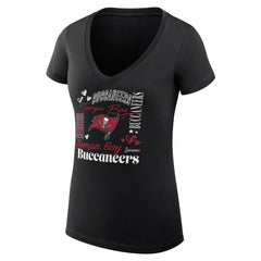 G-III 4Her by Carl Banks Women's Super-Slim Fit Lightweight Collage Team V-Neck T-Shirt - Tampa Bay Buccaneers T-shirts