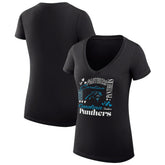 G-III 4Her by Carl Banks Women's Super-Slim Fit Lightweight Collage Team V-Neck T-Shirt - Carolina Panthers T-shirts