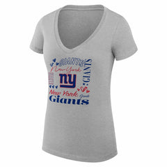 G-III 4Her by Carl Banks Women's Super-Slim Fit Lightweight Collage Team V-Neck T-Shirt - New York Giants T-shirts