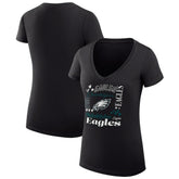 G-III 4Her by Carl Banks Women's Super-Slim Fit Lightweight Collage Team V-Neck T-Shirt - Philadelphia Eagles T-shirts