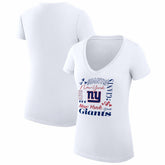 G-III 4Her by Carl Banks Women's Super-Slim Fit Lightweight Collage Team V-Neck T-Shirt - New York Giants T-shirts