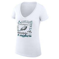 G-III 4Her by Carl Banks Women's Super-Slim Fit Lightweight Collage Team V-Neck T-Shirt - Philadelphia Eagles T-shirts